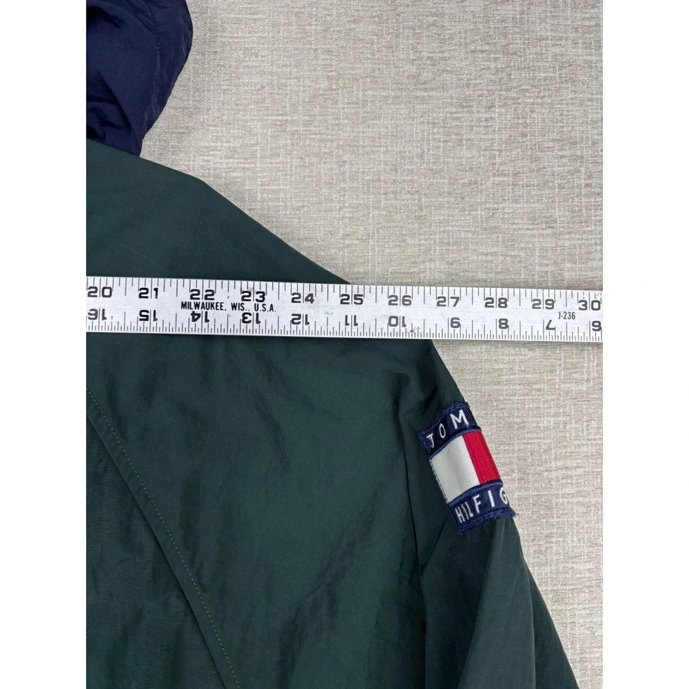 Vintage Tommy Hilfiger Windbreaker Jacket Green XL Spellout Logo 90s Sailing